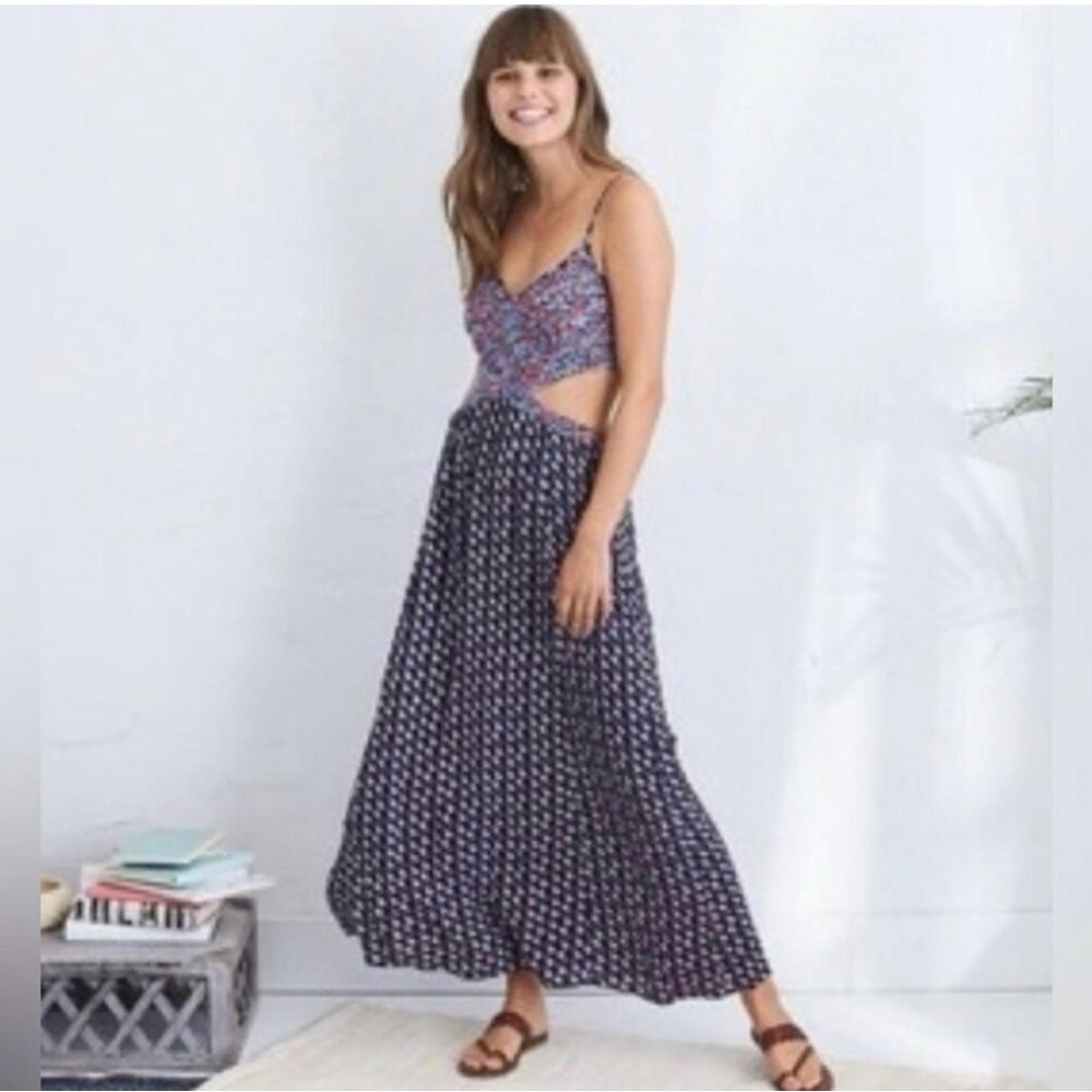 Floral Blue Open Side Dress
